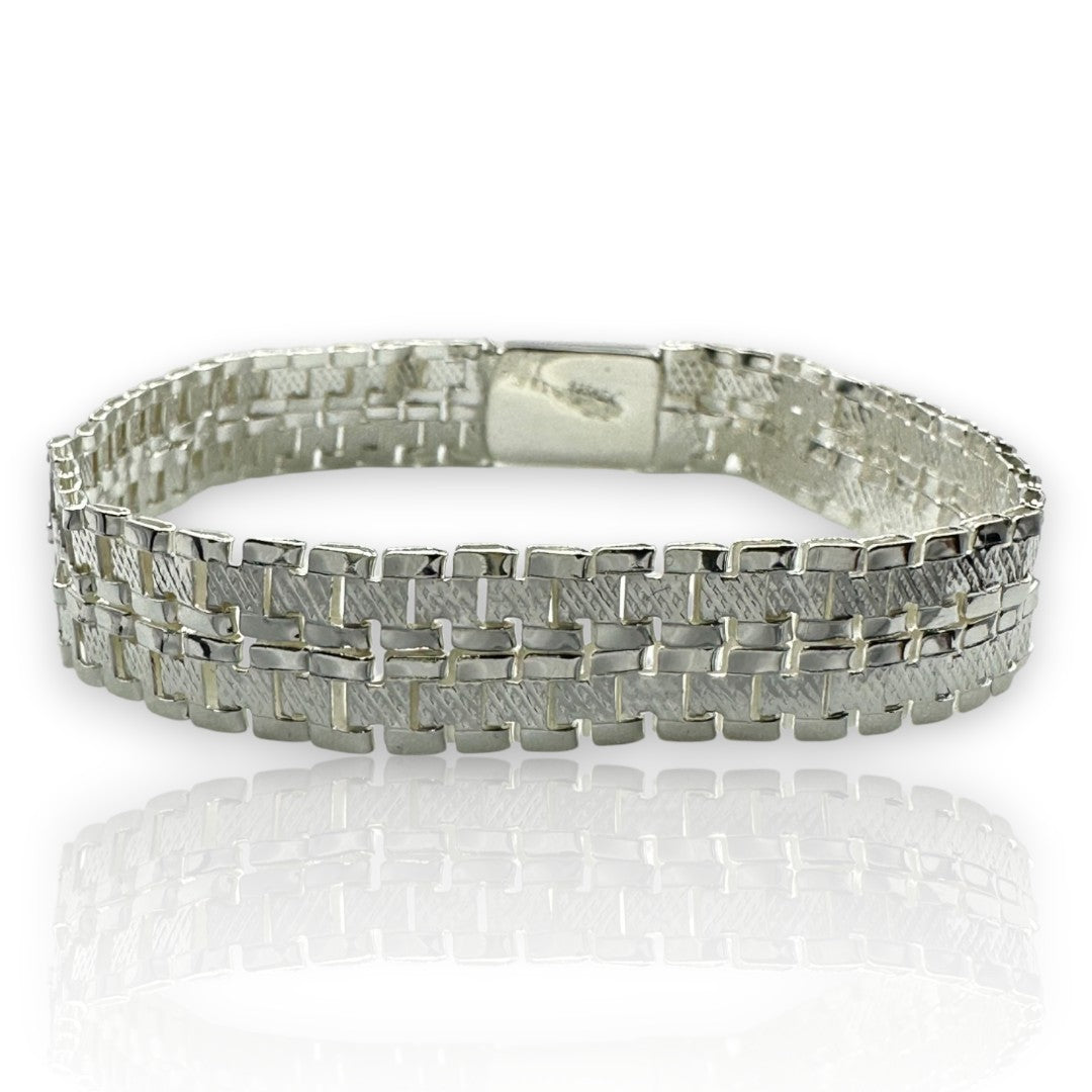 Pulsera Esclava Tejido Rolex Elegante 12 mm, Plata Ley .925, Para Hombre y Mujer | DUO DELUXE JOYAS