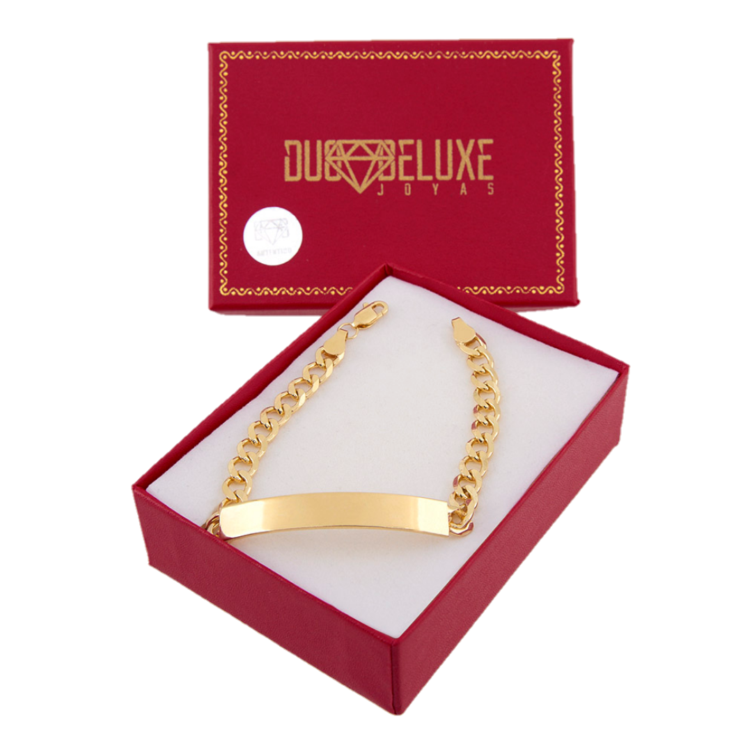 Parejas | Duo De Esclavas Tejido Barbada Cubana Para Parejas, De Plata Autentica Ley .925 Con Baño De Oro Italiano 24k, Con Grabado, DUO DELUXE JOYAS