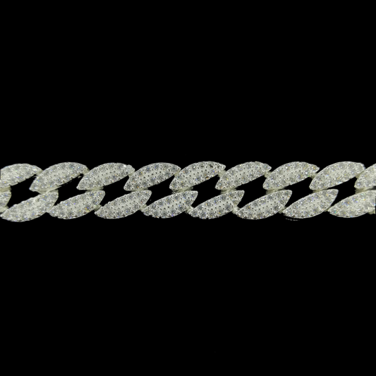 Unisex | Esclava Tejido Barbada Cubana Diamantada Con Zirconias 1 - 10 mm – Plata Ley .925