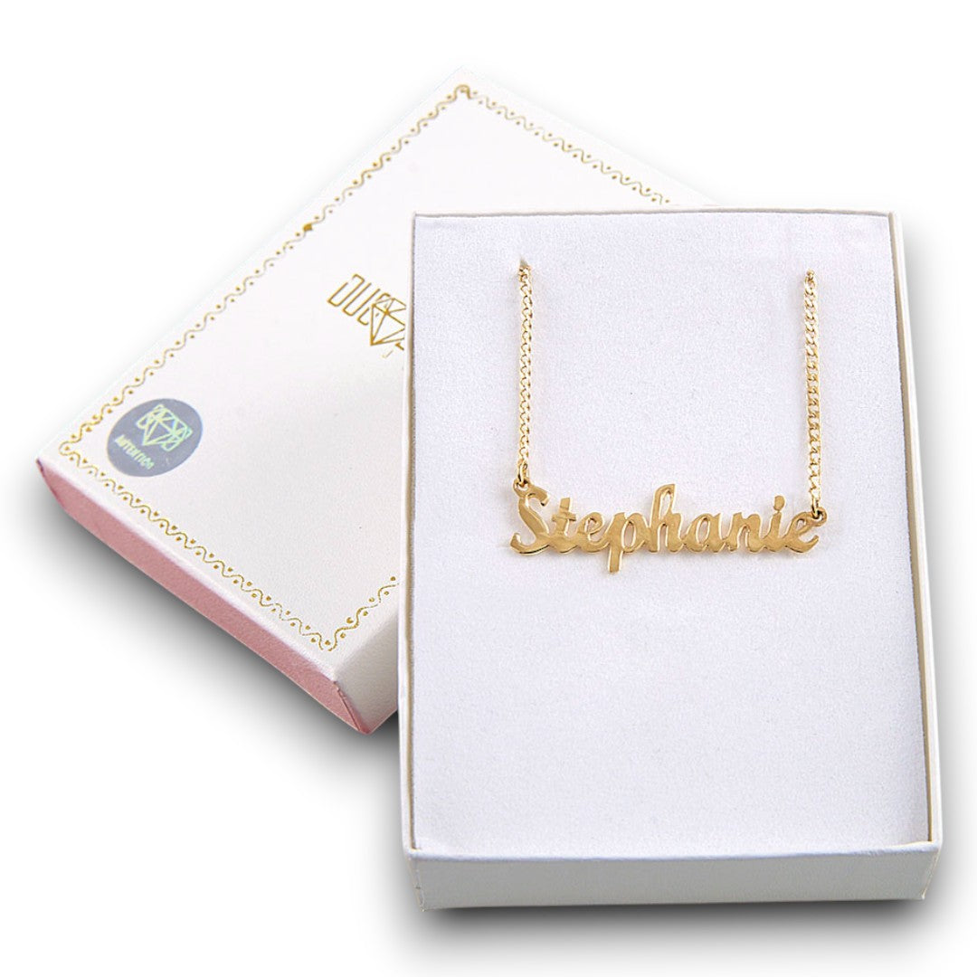 Unisex | Collares Con Dije De Nombre Personalizado Para Caballero Y Dama, De Plata Ley .925, Con Baño De Oro Italiano 24k, DUO DELUXE JOYAS