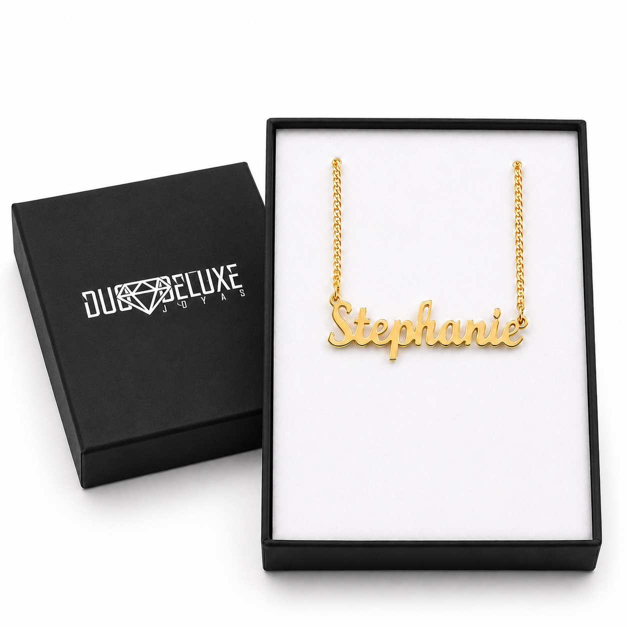 Mujer | Collares Con Dije De Nombre Personalizado Para Dama, De Plata Ley .925, Con Baño De Oro Italiano 24k, DUO DELUXE JOYAS