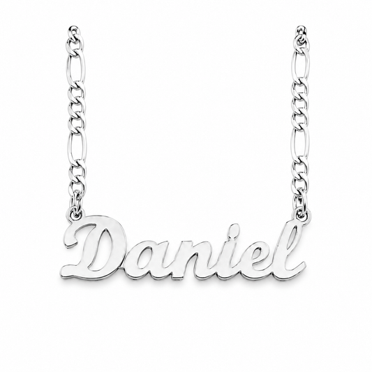 Unisex | Collares Con Dije De Nombre Personalizado Para Caballero Y Dama, De Plata Ley .925, Con Baño De Oro Blanco, DUO DELUXE JOYAS