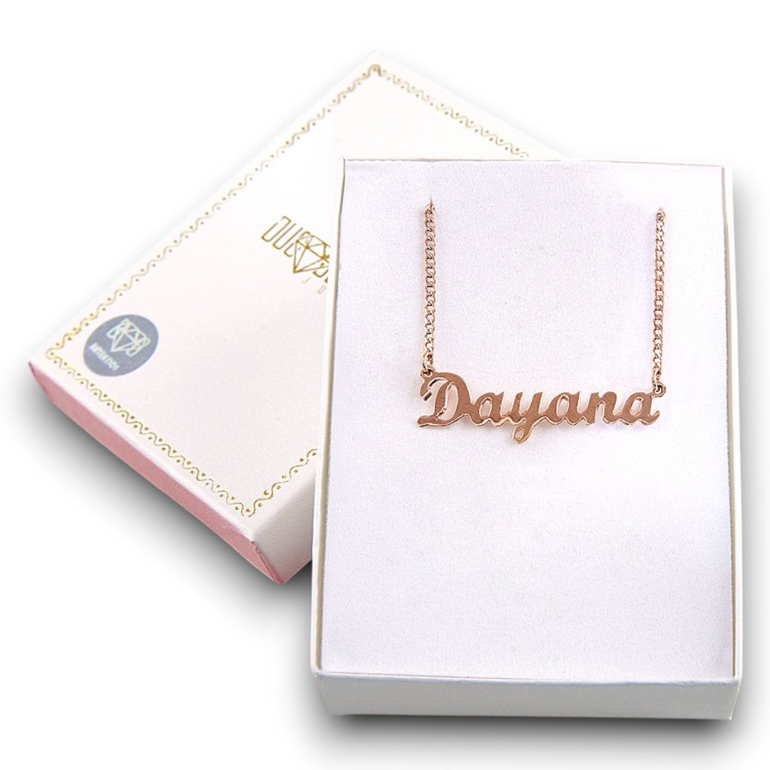 Unisex | Collares Con Dije De Nombre Personalizado Para Caballero Y Dama, De Plata Ley .925, Con Baño De Oro Rosa, DUO DELUXE JOYAS