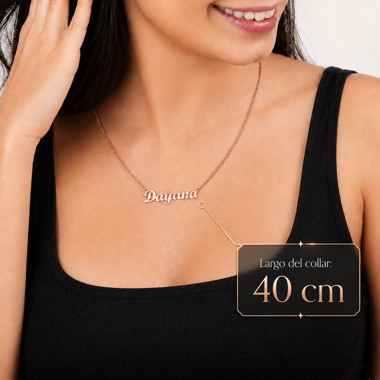 Mujer | Collares Con Dije De Nombre Personalizado Para Dama, De Plata Ley .925, Con Baño De Oro Rosa, DUO DELUXE JOYAS