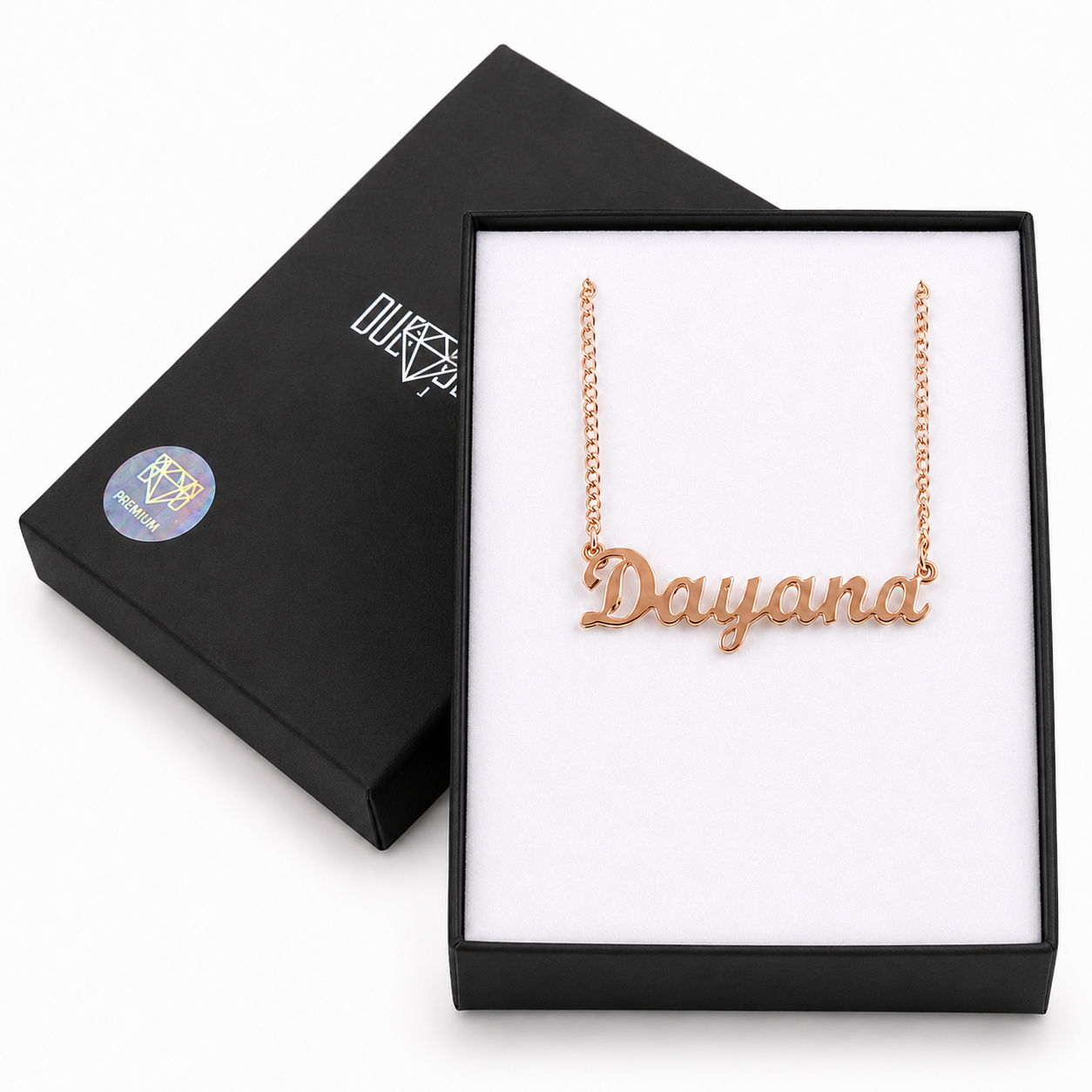 Mujer | Collares Con Dije De Nombre Personalizado Para Dama, De Plata Ley .925, Con Baño De Oro Rosa, DUO DELUXE JOYAS