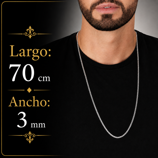 Unisex | Cadena Tejido Imperial Elegante - 3 mm x 70 cm, Collar Para Hombre Y Mujer, De Plata Autentica Ley .925, DUO DELUXE JOYAS