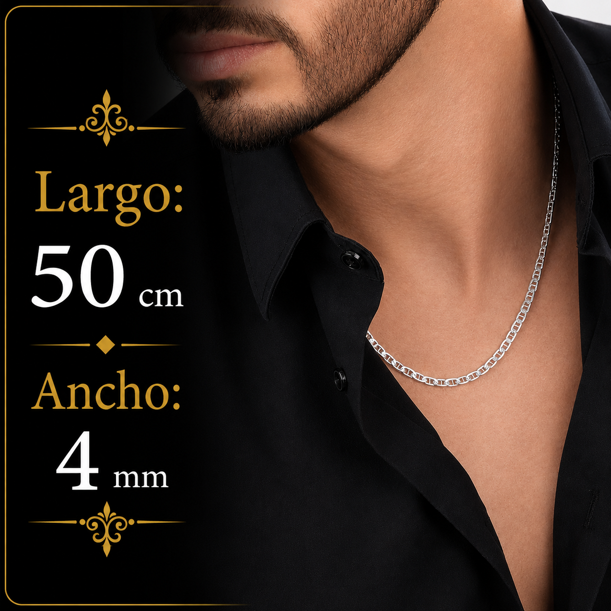 Unisex | Cadena Tejido Imperial Elegante - 4 mm x 50 cm, Collar Para Hombre Y Mujer, De Plata Autentica Ley .925, DUO DELUXE JOYAS