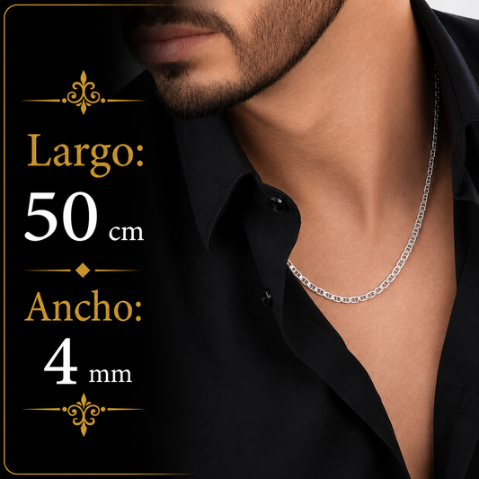 Unisex | Cadena Tejido Imperial Elegante - 4 mm x 50 cm, Collar Para Hombre Y Mujer, De Plata Autentica Ley .925, DUO DELUXE JOYAS