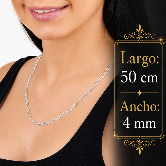 Unisex | Cadena Tejido Imperial Elegante - 4 mm x 50 cm, Collar Para Hombre Y Mujer, De Plata Autentica Ley .925, DUO DELUXE JOYAS