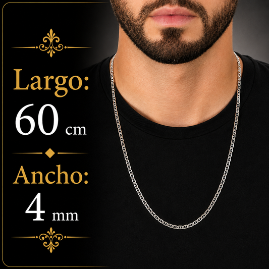 Unisex | Cadena Tejido Imperial Elegante - 4 mm x 60 cm, Collar Para Hombre Y Mujer, De Plata Autentica Ley .925, DUO DELUXE JOYAS