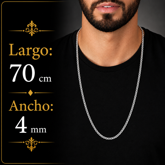 Unisex | Cadena Tejido Imperial Elegante - 4 mm x 70 cm, Collar Para Hombre Y Mujer, De Plata Autentica Ley .925, DUO DELUXE JOYAS