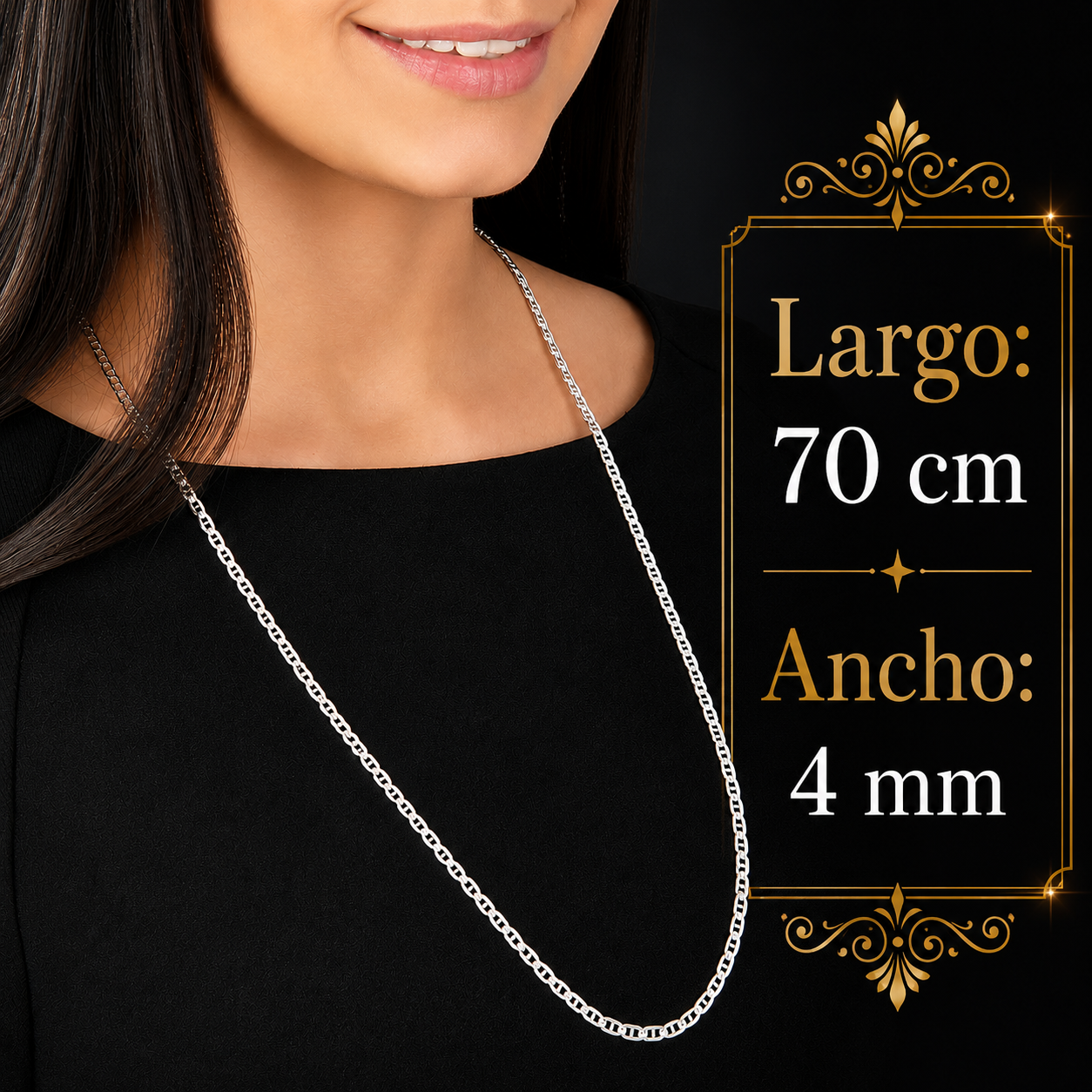 Unisex | Cadena Tejido Imperial Elegante - 4 mm x 70 cm, Collar Para Hombre Y Mujer, De Plata Autentica Ley .925, DUO DELUXE JOYAS