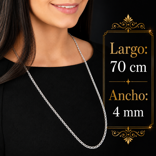 Unisex | Cadena Tejido Imperial Elegante - 4 mm x 70 cm, Collar Para Hombre Y Mujer, De Plata Autentica Ley .925, DUO DELUXE JOYAS