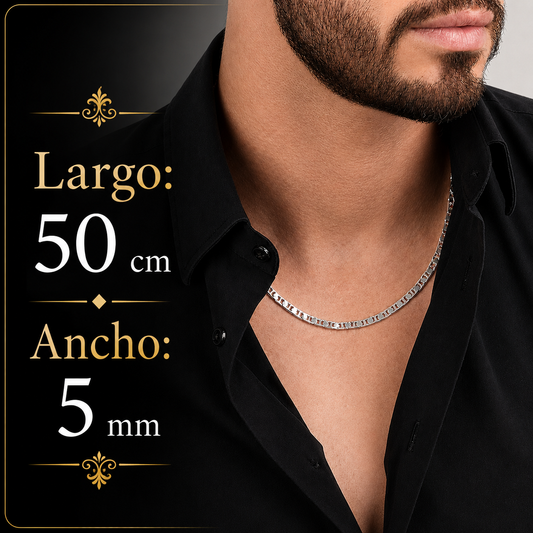 Unisex | Cadena Tejido Imperial Elegante - 5 mm x 50 cm, Collar Para Hombre Y Mujer, De Plata Autentica Ley .925, DUO DELUXE JOYAS