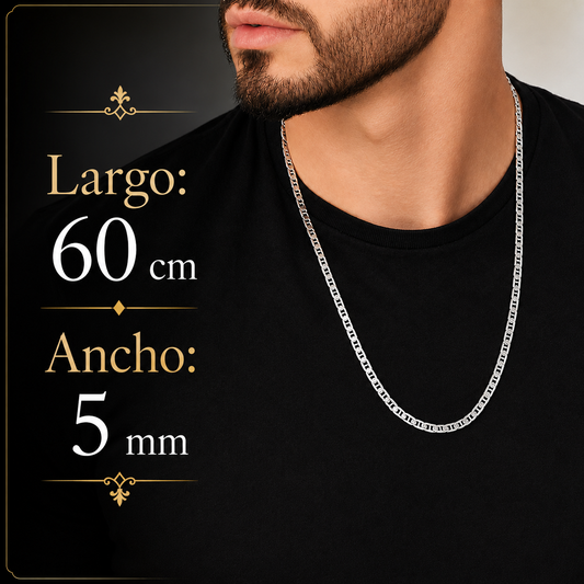 Unisex | Cadena Tejido Imperial Elegante - 5 mm x 60 cm, Collar Para Hombre Y Mujer, De Plata Autentica Ley .925, DUO DELUXE JOYAS
