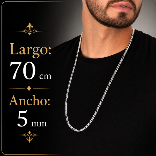 Unisex | Cadena Tejido Imperial Elegante - 5 mm x 70 cm, Collar Para Hombre Y Mujer, De Plata Autentica Ley .925, DUO DELUXE JOYAS