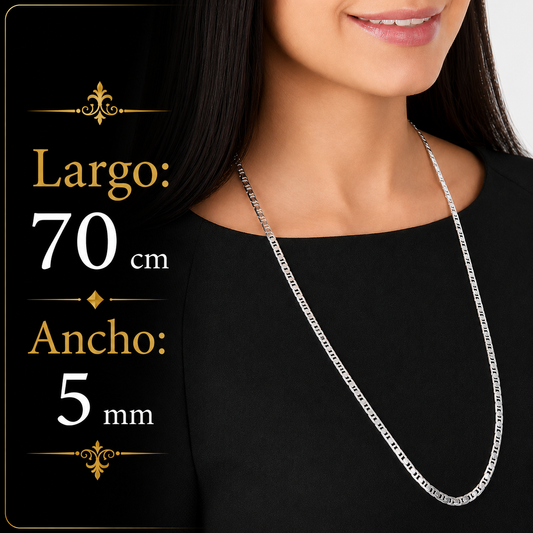 Unisex | Cadena Tejido Imperial Elegante - 5 mm x 70 cm, Collar Para Hombre Y Mujer, De Plata Autentica Ley .925, DUO DELUXE JOYAS