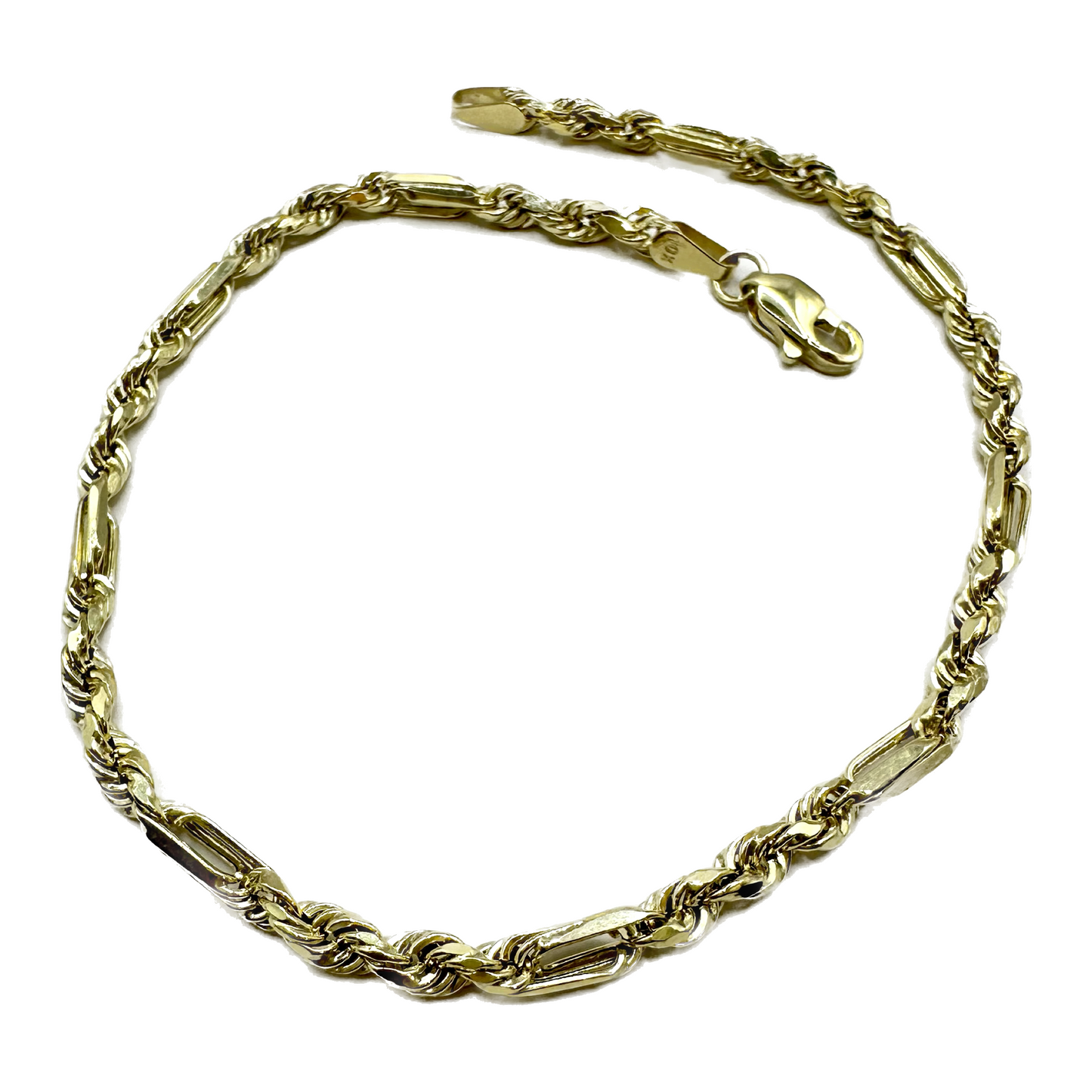 Unisex | Pulsera Tejido Torzal Figaro 1 - 3 mm – Unisex – Oro Autentico 10k