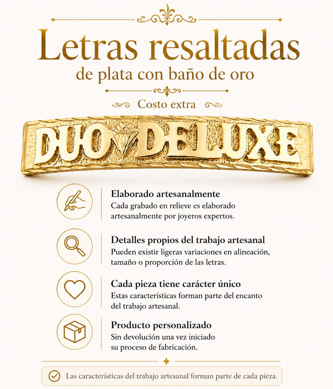 Unisex | Esclava Tejido Figaro 3:1 Diamantada HM 8 mm, Pulsera Para Hombre Y Mujer, De Plata Autentica Ley .925 Con Baño De Oro Italiano 24k, Con Grabado, DUO DELUXE JOYAS