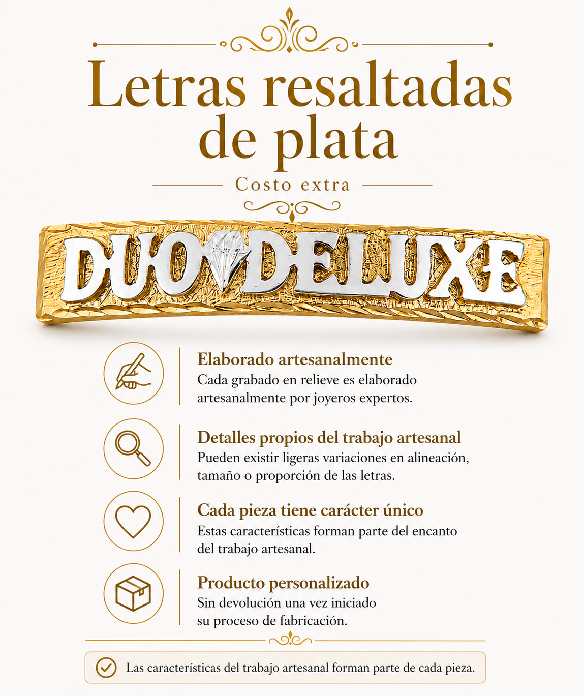 Unisex | Esclava Tejido Figaro 3:1 Diamantada HM 8 mm, Pulsera Para Hombre Y Mujer, De Plata Autentica Ley .925 Con Baño De Oro Italiano 24k, Con Grabado, DUO DELUXE JOYAS