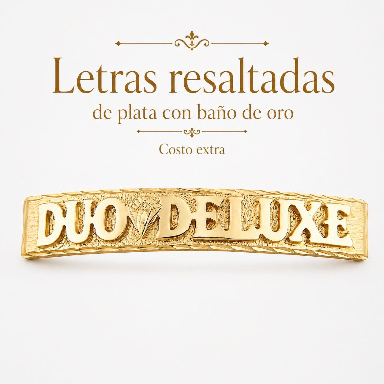 Unisex | Esclava Tejido Figaro 3:1 Lisa 8 mm, Pulsera Para Hombre Y Mujer, De Plata Autentica Ley .925 Con Baño De Oro Italiano 24k, Con Grabado, DUO DELUXE JOYAS