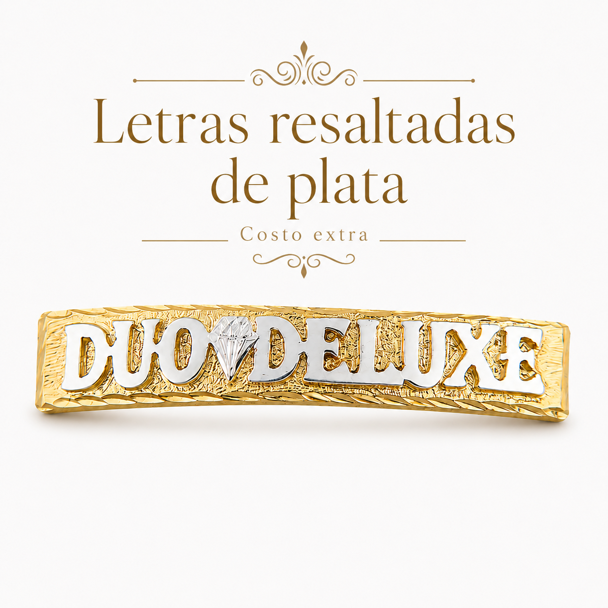 Unisex | Esclava Tejido Figaro 3:1 Lisa 8 mm, Pulsera Para Hombre Y Mujer, De Plata Autentica Ley .925 Con Baño De Oro Italiano 24k, Con Grabado, DUO DELUXE JOYAS