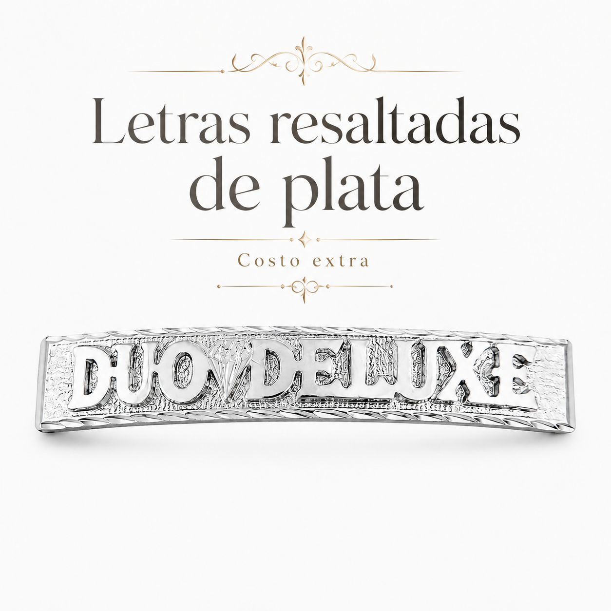 Unisex | Pulsera Esclava Tejido Barbada Cubana Diamantada Con Zirconias 10 mm, Para Hombre Y Mujer, De Plata Autentica Ley .925, Con Grabado, DUO DELUXE JOYAS