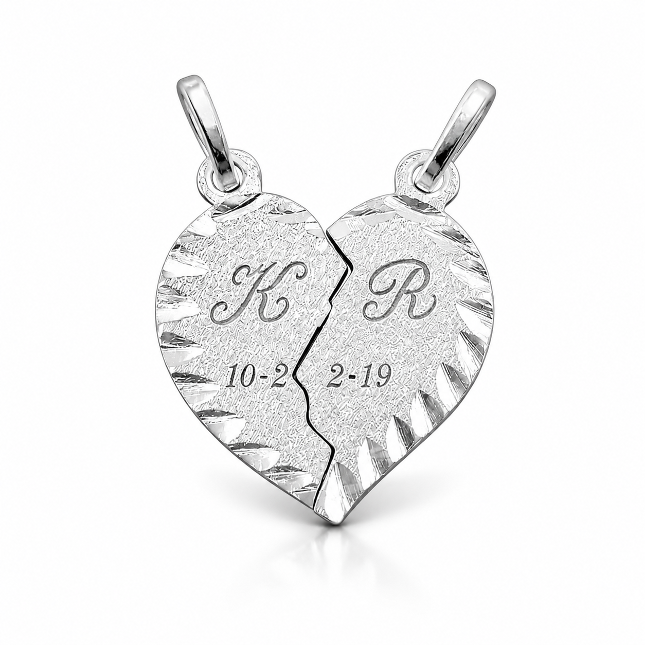 Parejas | Dije De Corazon Duo, Personalizable Con Grabado, Opciòn De Dividirse A La Mitad, Para Parejas, De Plata Autentica Ley.925 DUO DELUXE JOYAS