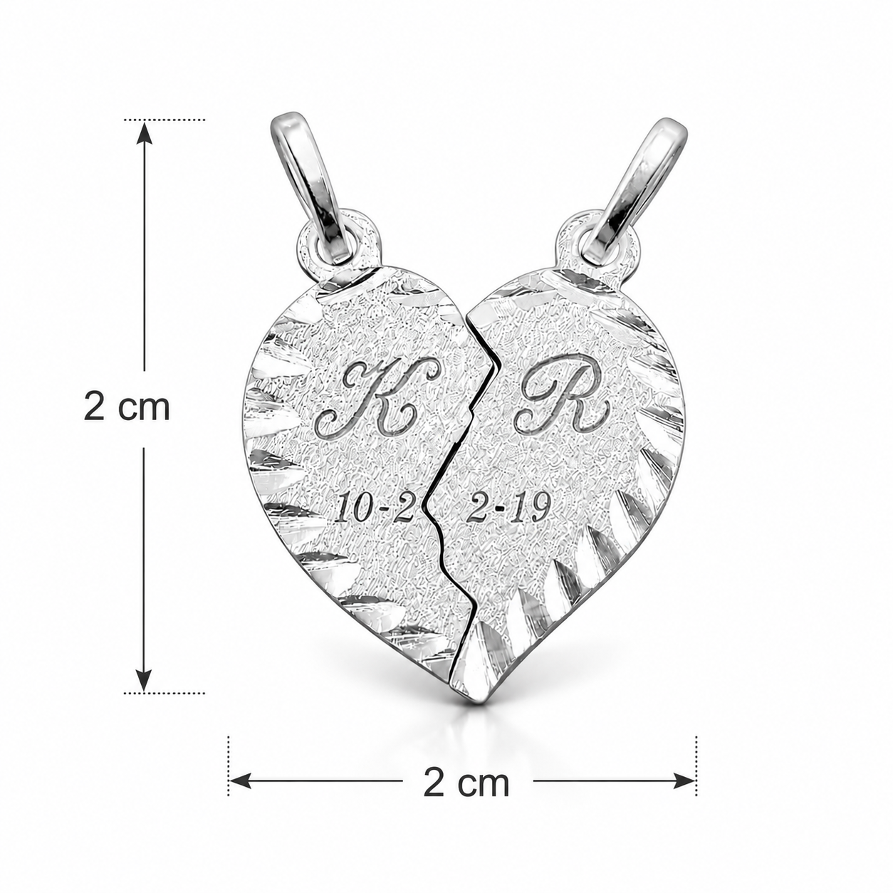 Parejas | Duo Collares Con Dijes De Corazon Personalizados Con Grabado, Para Parejas, De Plata Autentica Ley.925 DUO DELUXE JOYAS