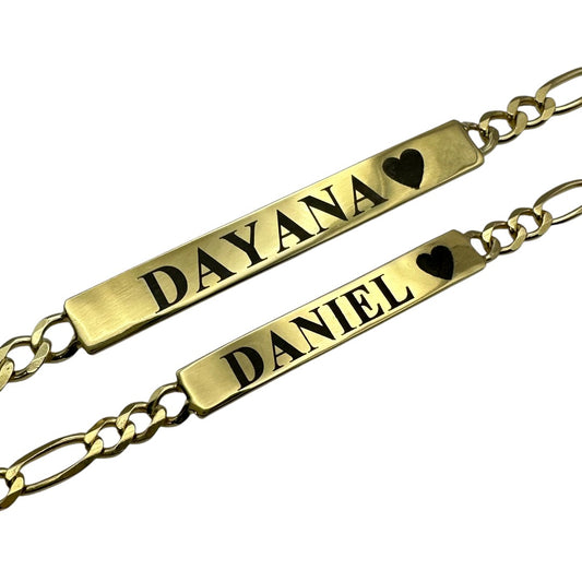 Parejas | Duo De Esclavas Tejido Cartier Figaro 3:1 Para Parejas, De Plata Autentica Ley .925 Con Baño De Oro Italiano 24k, Con Grabado, DUO DELUXE JOYAS