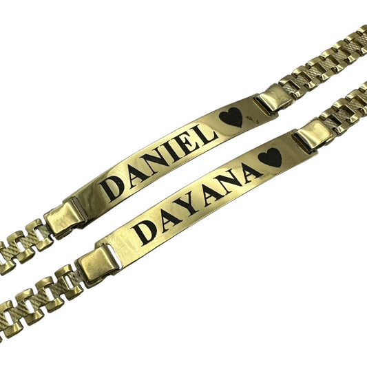 Parejas | Duo De Esclavas Tejido Rolex Elegante Para Parejas, De Plata Autentica Ley .925 Con Baño De Oro Italiano 24k, Con Grabado, DUO DELUXE JOYAS