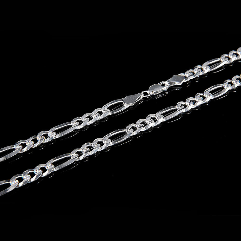 Unisex | Cadena Tejido Figaro 3:1 Diamantada - 3 mm x 60 cm, Collar Para Hombre Y Mujer, De Plata Autentica Ley .925, DUO DELUXE JOYAS