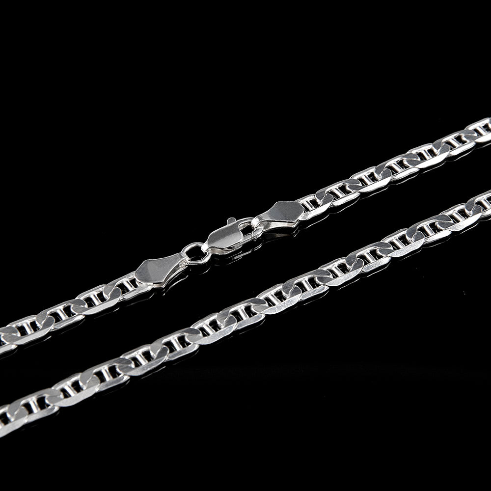 Unisex | Cadena Tejido Guchi Anilla - 3 mm x 50 cm, Collar Para Hombre Y Mujer, De Plata Autentica Ley .925, DUO DELUXE JOYAS