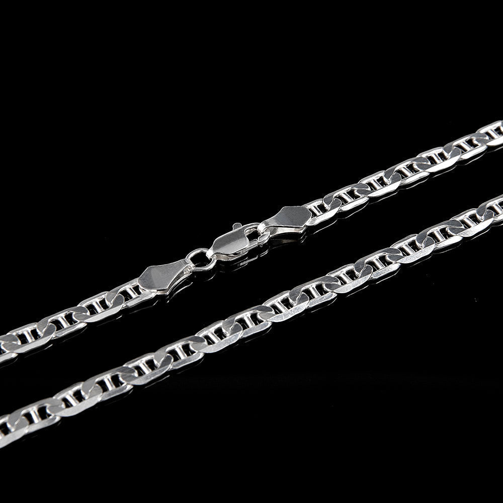 Unisex | Cadena Tejido Guchi Anilla - 4 mm x 60 cm, Collar Para Hombre Y Mujer, De Plata Autentica Ley .925, DUO DELUXE JOYAS