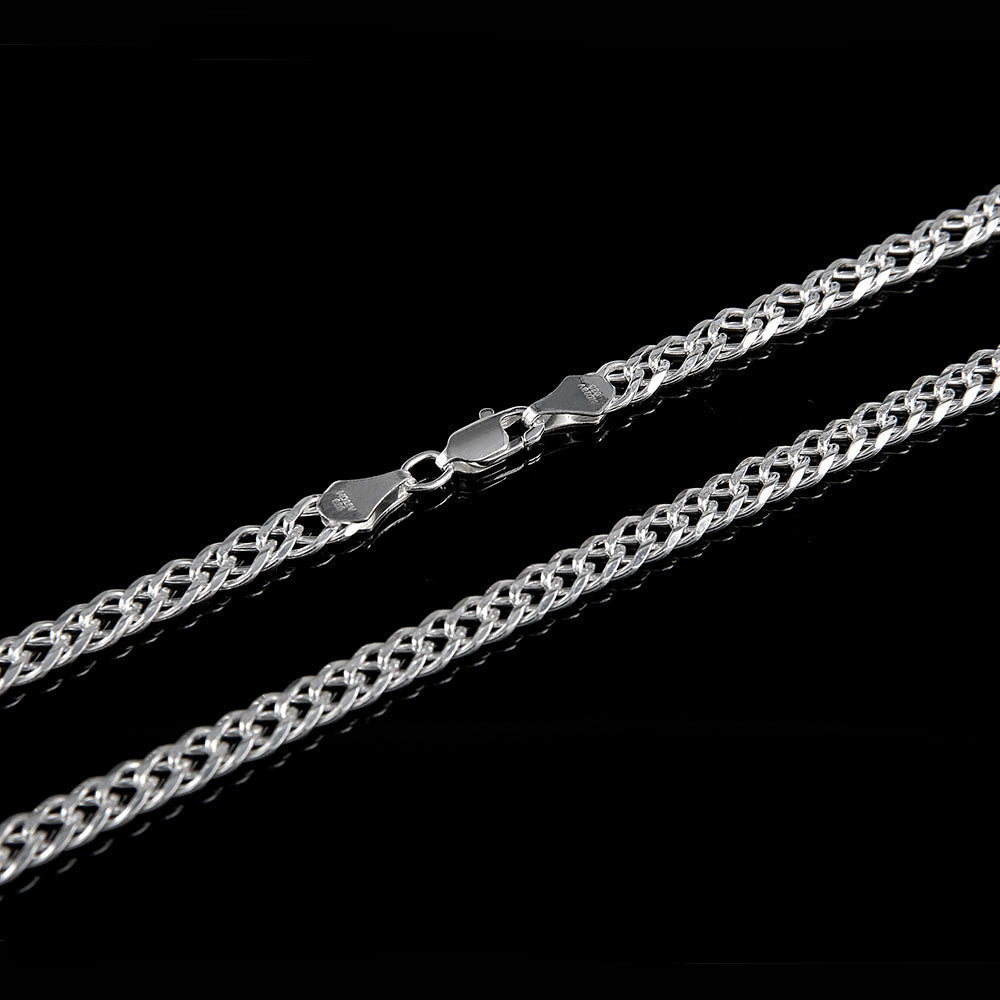 Mujer | Cadena Tejido Cubana Doble Rombo - 5 mm x 45 cm, Collar Gargantilla Para Mujer, De Plata Autentica Ley .925, DUO DELUXE JOYAS