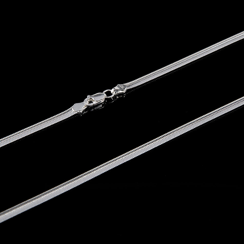 Mujer | Cadena Tejido Panza De Vibora Serpiente - 3 mm x 45 cm, Collar Gargantilla Para Mujer, De Plata Autentica Ley .925, DUO DELUXE JOYAS