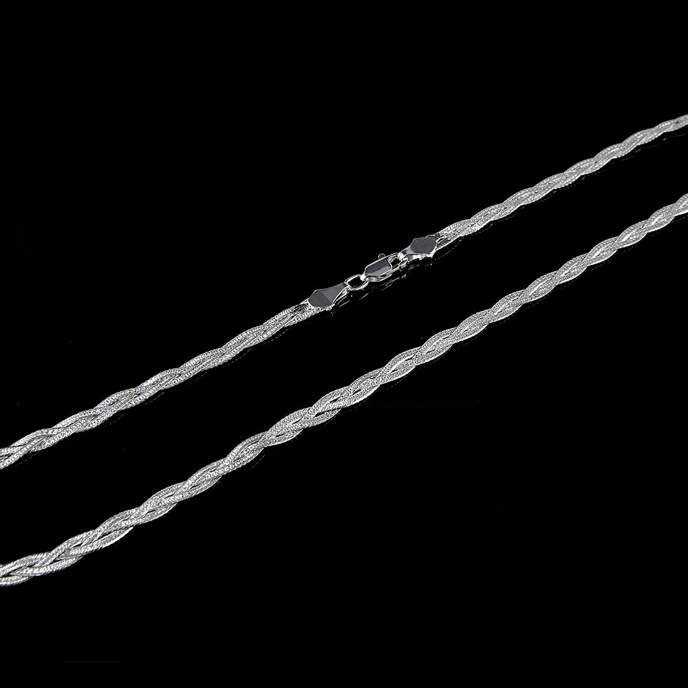 Mujer | Cadena Tejido Trenzada Triple - 5 mm x 40 cm, Collar Gargantilla Para Mujer, De Plata Autentica Ley .925, DUO DELUXE JOYAS