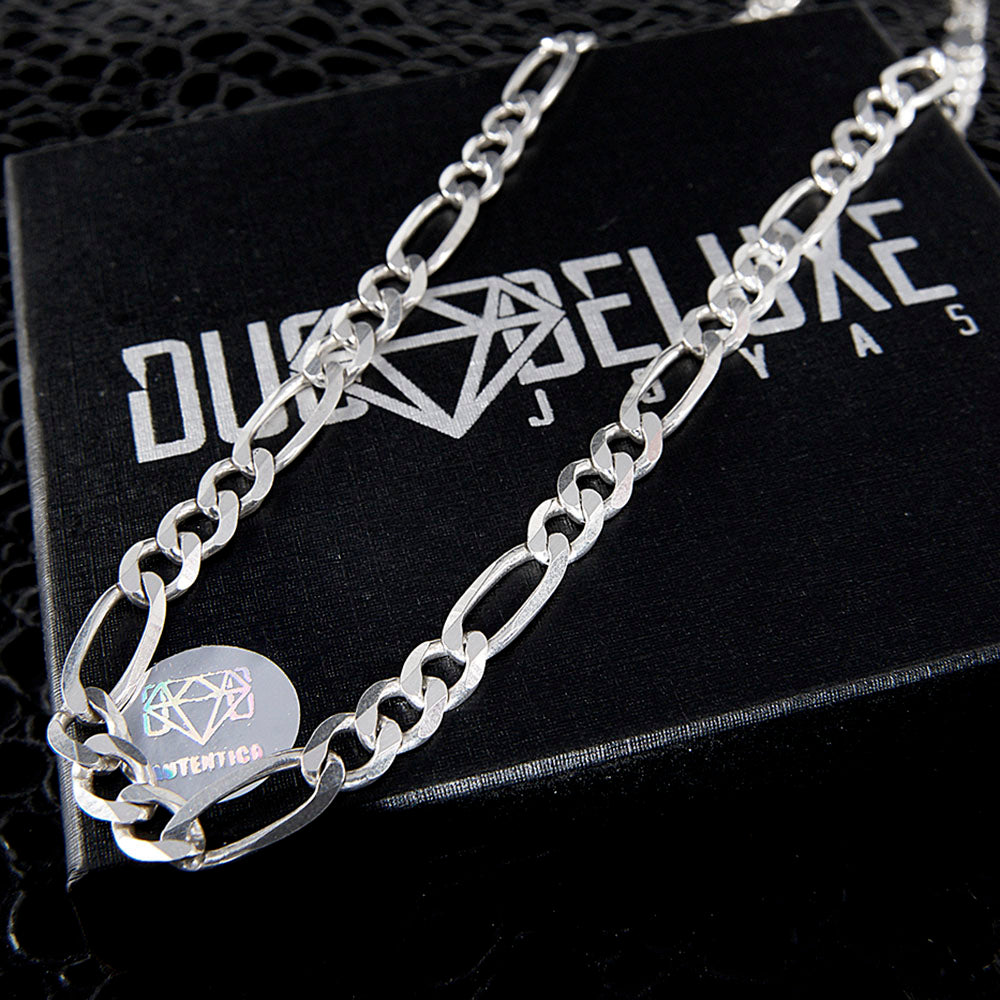 Mujer | Cadena Tejido Figaro 3:1 Lisa - 2 mm x 45 cm, Collar Gargantilla para Mujer, De Plata Autentica Ley .925, DUO DELUXE JOYAS