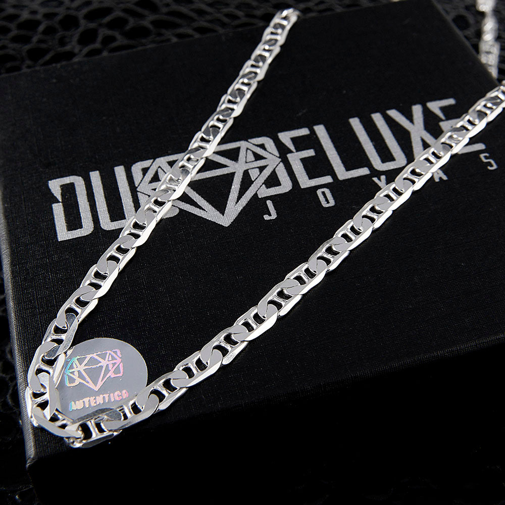 Unisex | Cadena Tejido Guchi Anilla - 3 mm x 50 cm, Collar Para Hombre Y Mujer, De Plata Autentica Ley .925, DUO DELUXE JOYAS