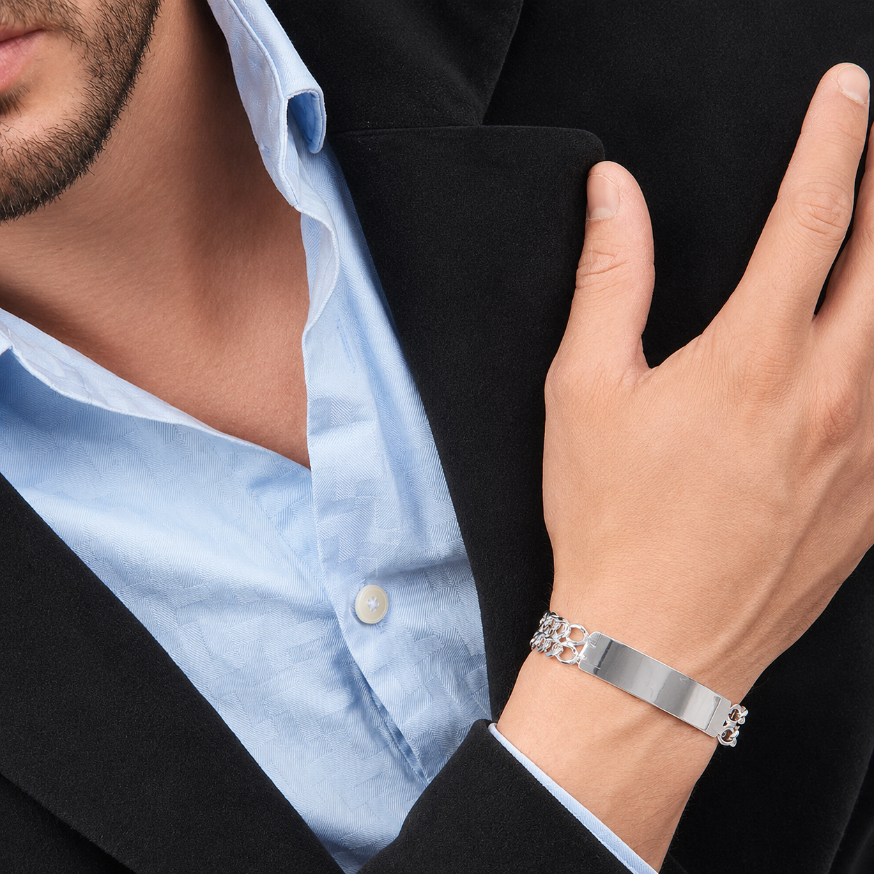 Unisex | Esclava Tejido Barbada Cubana Diamantada Doble Eslabón 13 mm, Pulsera Para Hombre Y Mujer, De Plata Autentica Ley .925, Con Grabado, DUO DELUXE JOYAS