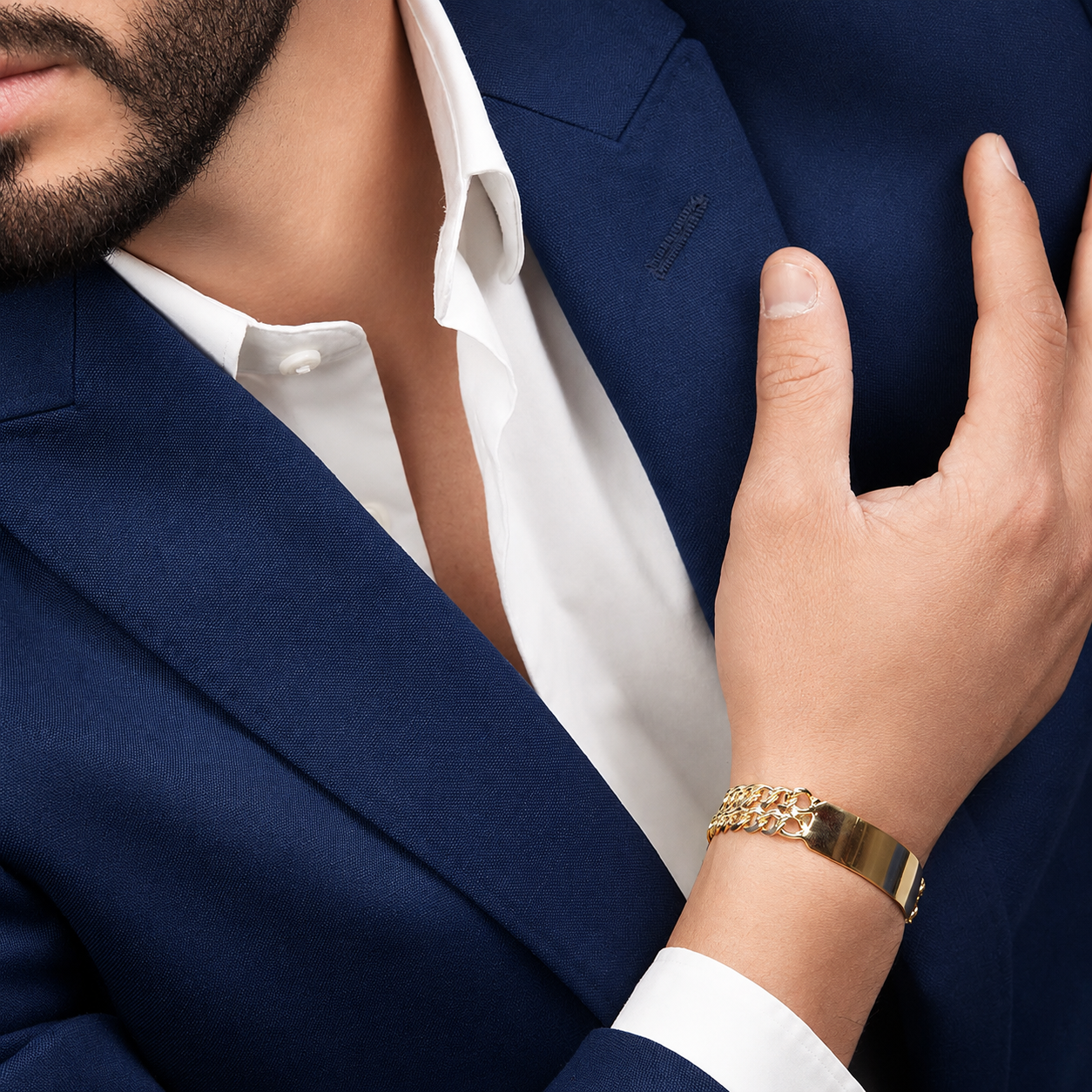 Unisex | Esclava Tejido Barbada Cubana Diamantada Doble Eslabon 13 mm, Pulsera Para Hombre Y Mujer, De Plata Autentica Ley .925 Con Baño De Oro Italiano 24k, Con Grabado, DUO DELUXE JOYAS
