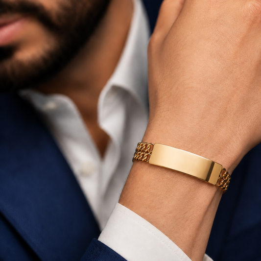 Unisex | Esclava Tejido Barbada Cubana Diamantada Doble Eslabon 13 mm, Pulsera Para Hombre Y Mujer, De Plata Autentica Ley .925 Con Baño De Oro Italiano 24k, Con Grabado, DUO DELUXE JOYAS
