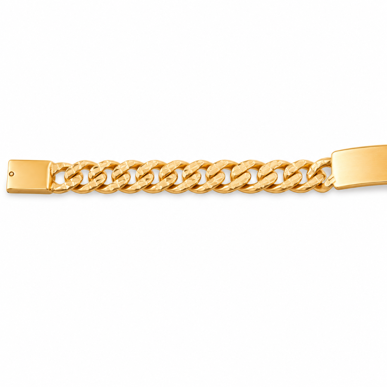 Unisex | Esclava Tejido Barbada Cubana Diamantada HM 8 mm, Pulsera Para Hombre Y Mujer, De Plata Autentica Ley .925 Con Baño De Oro Italiano 24k, Con Grabado, DUO DELUXE JOYAS