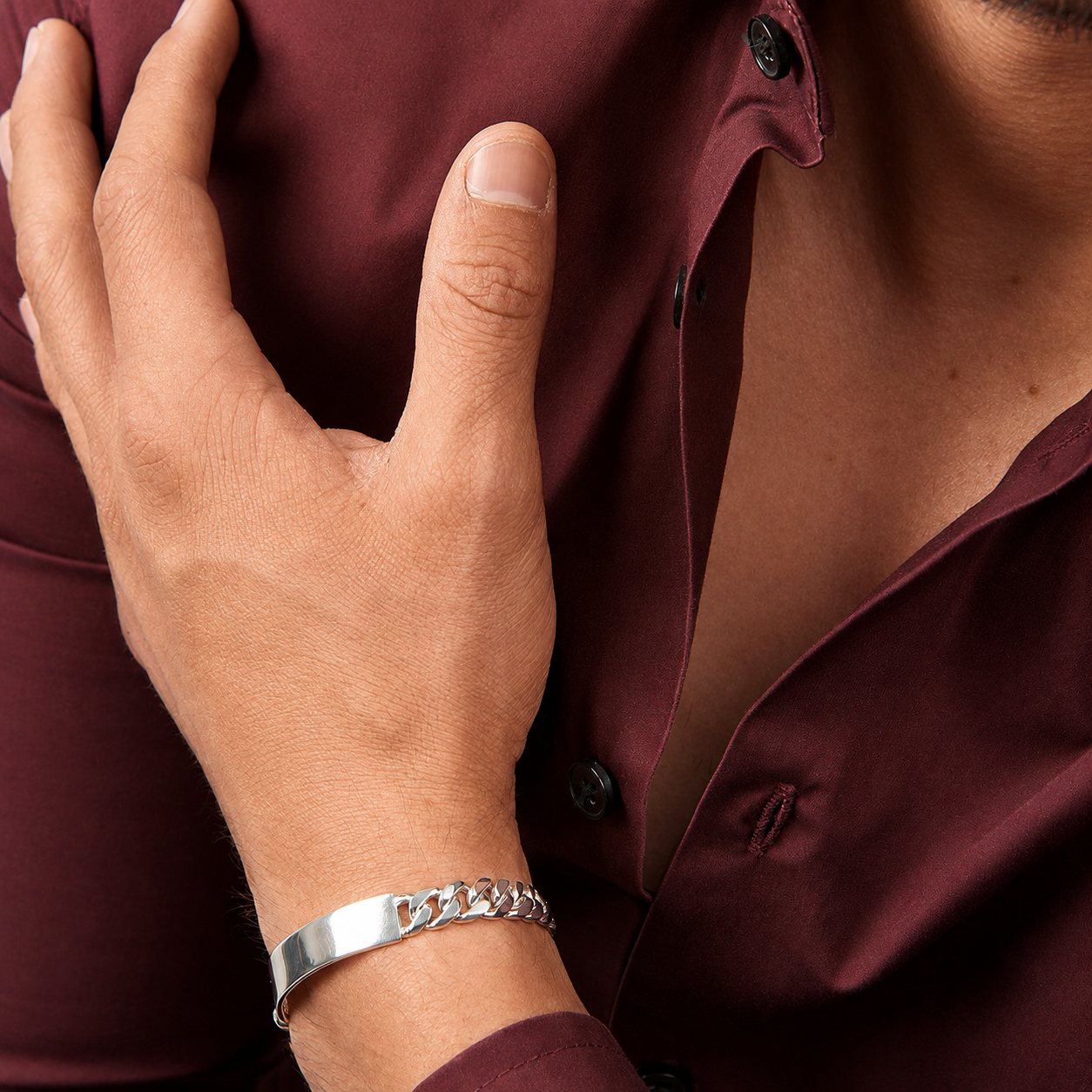 Unisex | Esclava Tejido Barbada Cubana Lisa HM 7 mm, Pulsera Para Hombre Y Mujer, De Plata Autentica Ley .925, Con Grabado, DUO DELUXE JOYAS