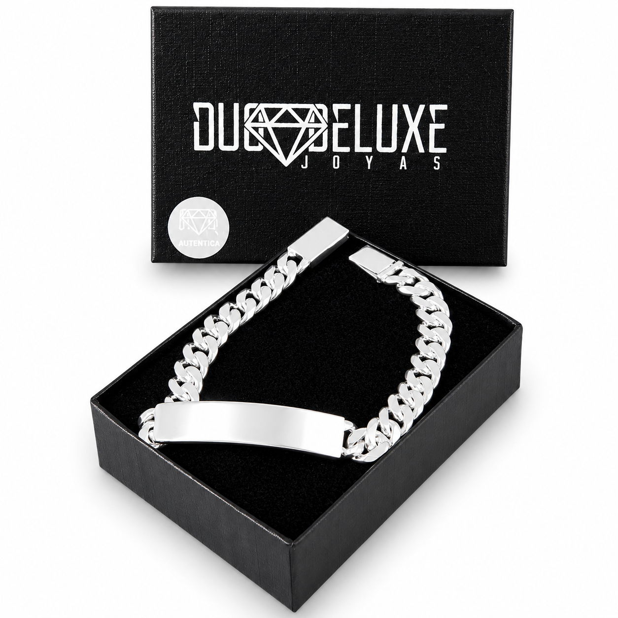 Unisex | Esclava Tejido Barbada Cubana Lisa HM 7 mm, Pulsera Para Hombre Y Mujer, De Plata Autentica Ley .925, Con Grabado, DUO DELUXE JOYAS
