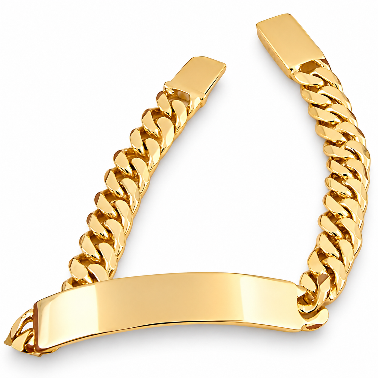 Unisex | Esclava Tejido Barbada Cubana HM Lisa 7 mm, Pulsera Para Hombre Y Mujer, De Plata Autentica Ley .925 Con Baño De Oro Italiano 24k, Con Grabado, DUO DELUXE JOYAS