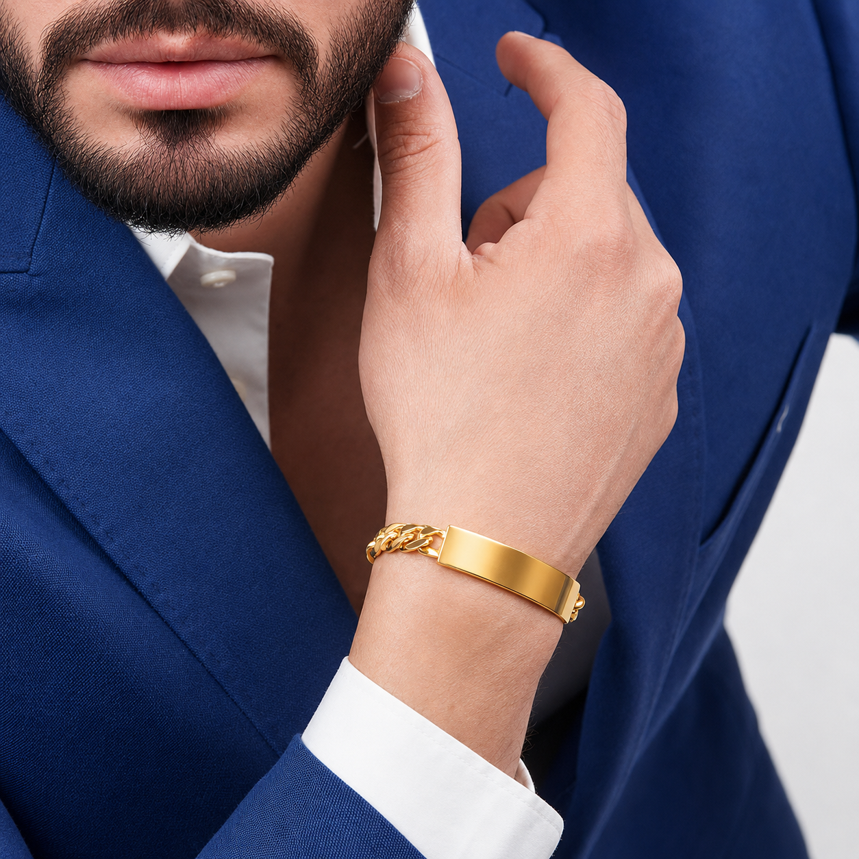 Unisex | Esclava Tejido Barbada Cubana HM Lisa 7 mm, Pulsera Para Hombre Y Mujer, De Plata Autentica Ley .925 Con Baño De Oro Italiano 24k, Con Grabado, DUO DELUXE JOYAS