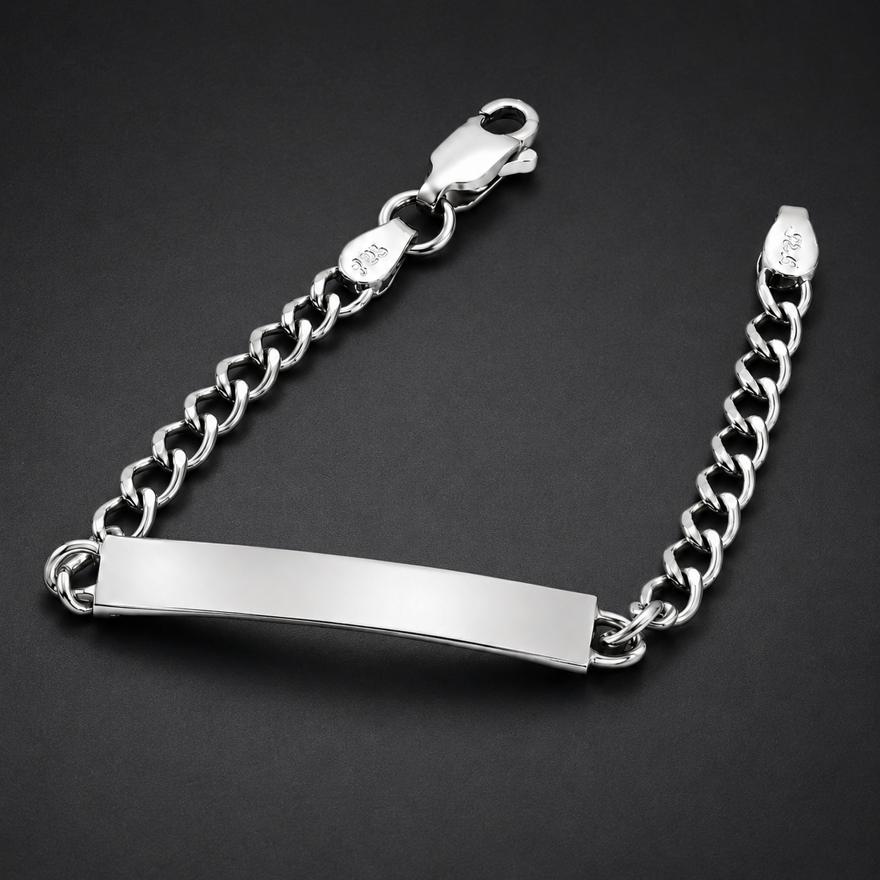 Bebé | Esclava Tejido Barbada Cubana Lisa 3 mm, Pulsera Para Bebé, De Plata Autentica Ley .925, Con Grabado, DUO DELUXE JOYAS