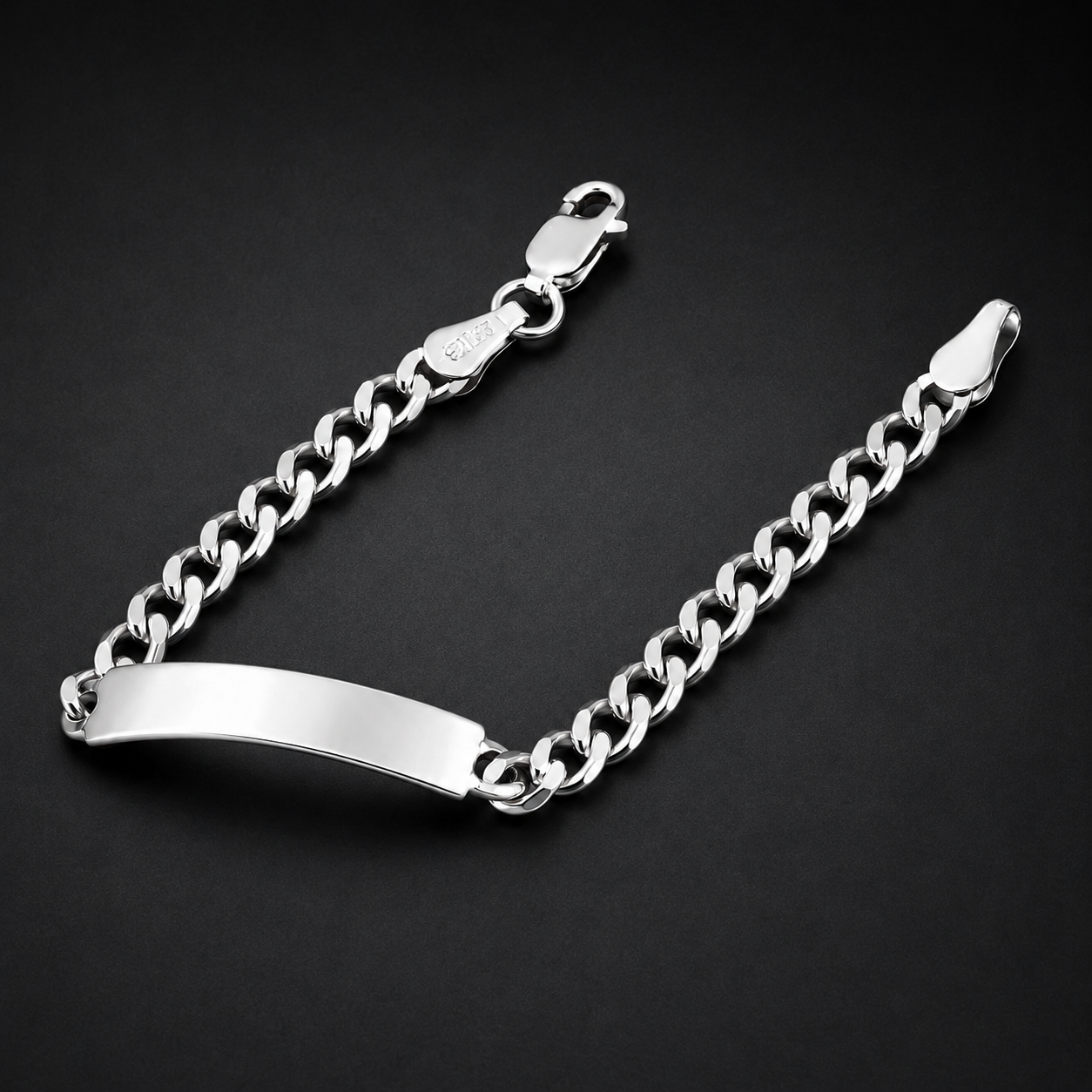 Niño | Pulsera Esclava Tejido Barbada Cubana Lisa 4 mm, Para Niño, De Plata Autentica Ley .925, Con Grabado, DUO DELUXE JOYAS