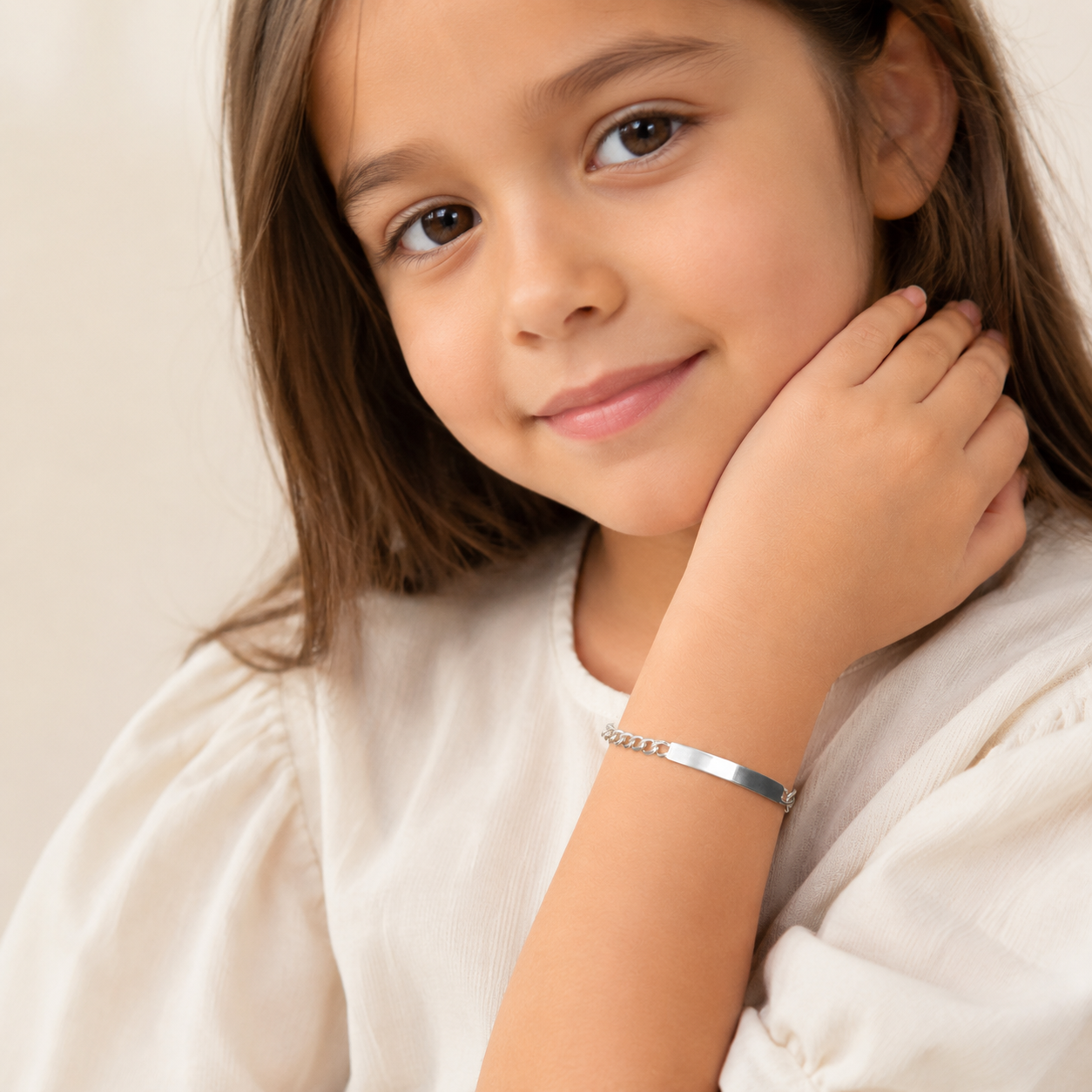 Niño | Pulsera Esclava Tejido Barbada Cubana Lisa 4 mm, Para Niño, De Plata Autentica Ley .925, Con Grabado, DUO DELUXE JOYAS